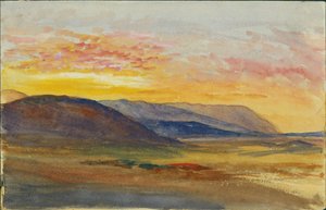 秋のカーメル山、西を日没に見渡す1872年（紙と鉛筆）